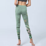 Buddha Stones White Pink Orchids Leaves Print Gym Leggings Women's Yoga Pants - image 7