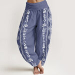 Buddha Stones Mandala Om Mani Padme Hum Women's Elastic Waist Harem Pants - SteelBlue - US22，UK/AU26，EU54 (6XL) - image 1