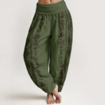 Buddha Stones Mandala Om Mani Padme Hum Women's Elastic Waist Harem Pants - DarkOliveGreen - US22，UK/AU26，EU54 (6XL) - image 5