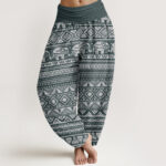 Buddha Stones Casual Elephant Geometric Figure Women's Elastic Waist Harem Pants - 	SlateGray - US22，UK/AU26，EU54 (6XL) - image 5