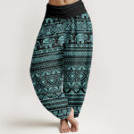 Buddha Stones Casual Elephant Geometric Figure Women's Elastic Waist Harem Pants - MediumTurquoise - US22，UK/AU26，EU54 (6XL) - image 8