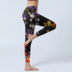 Buddha Stones Black Colorful Flowers Print Gym Leggings Women's Yoga Pants - image 4