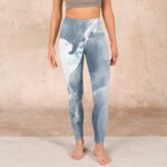 Buddha Stones Light Slate Gray White Cat Exercise Leggings Women's Yoga Pants - image 2
