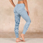 Buddha Stones Blue Soaring Dragon Swirling Clouds Print Gym Leggings Women's Yoga Pants - image 3