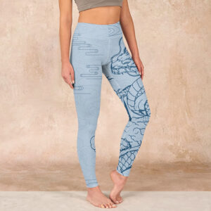 Buddha Stones Blue Soaring Dragon Swirling Clouds Print Gym Leggings Women's Yoga Pants - LightSkyBlue - US18，UK/AU22，EU50 (4XL) - image 1