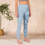 Buddha Stones Blue Soaring Dragon Swirling Clouds Print Gym Leggings Women's Yoga Pants - image 4