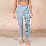 Buddha Stones Blue Soaring Dragon Swirling Clouds Print Gym Leggings Women's Yoga Pants - image 2
