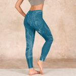Buddha Stones Blue Koi Fish Flowing Waves Print Gym Leggings Women's Yoga Pants - image 3