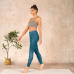 Buddha Stones Blue Koi Fish Flowing Waves Print Gym Leggings Women's Yoga Pants - image 13