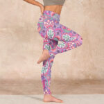 Buddha Stones Purple Pink Cashew Flower Sunflower Print Gym Fitness Leggings Women's Yoga Pants - image 16