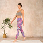 Buddha Stones Purple Pink Cashew Flower Sunflower Print Gym Fitness Leggings Women's Yoga Pants - image 13