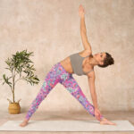 Buddha Stones Purple Pink Cashew Flower Sunflower Print Gym Fitness Leggings Women's Yoga Pants - image 10