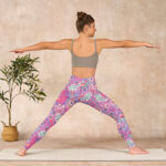 Buddha Stones Purple Pink Cashew Flower Sunflower Print Gym Fitness Leggings Women's Yoga Pants - image 11