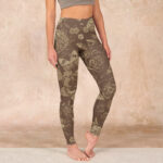 Buddha Stones Peony Flowers Leaves Blossom Print Gym Fitness Leggings Women's Yoga Pants - DarkKhaki - US18，UK/AU22，EU50 (4XL) - image 18