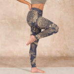 Buddha Stones Peony Flowers Leaves Blossom Print Gym Fitness Leggings Women's Yoga Pants - image 16
