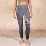 Buddha Stones Auspicious White Crane Pine Tree Print Gym Leggings Women's Yoga Pants - image 2