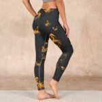 Buddha Stones Dark Grey Butterflies Peony Flowers Print Gym Leggings Women's Yoga Pants - image 3