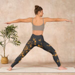 Buddha Stones Dark Grey Butterflies Peony Flowers Print Gym Leggings Women's Yoga Pants - image 11