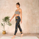 Buddha Stones Dark Grey Butterflies Peony Flowers Print Gym Leggings Women's Yoga Pants - image 13