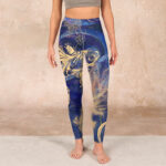 Buddha Stones Blue Koi Fish Auspicious Clouds Print Gym Leggings Women's Yoga Pants - image 2
