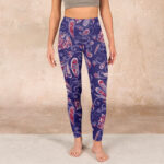 Buddha Stones Purple Flower Petals Print Gym Fitness Leggings Women's Yoga Pants - image 2