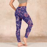 Buddha Stones Purple Flower Petals Print Gym Fitness Leggings Women's Yoga Pants - image 3