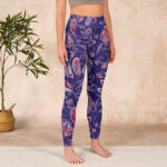Buddha Stones Purple Flower Petals Print Gym Fitness Leggings Women's Yoga Pants - image 4