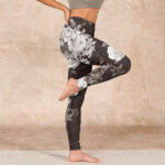 Buddha Stones Gray White Rose Print Gym Fitness Leggings Women's Yoga Pants - image 16