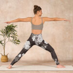 Buddha Stones Gray White Rose Print Gym Fitness Leggings Women's Yoga Pants - image 11