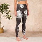 Buddha Stones Gray White Rose Print Gym Fitness Leggings Women's Yoga Pants - image 4