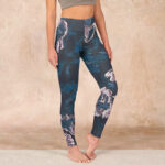 Buddha Stones SteelBlue Silver Flowers Print Exercise Leggings Women's Yoga Pants - SteelBlue - US18，UK/AU22，EU50 (4XL) - image 1
