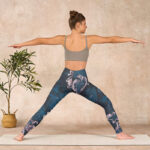 Buddha Stones SteelBlue Silver Flowers Print Exercise Leggings Women's Yoga Pants - image 11