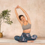 Buddha Stones SteelBlue Silver Flowers Print Exercise Leggings Women's Yoga Pants - image 14