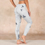 Buddha Stones White Gray Butterfly Print Sports Leggings Women's Yoga Pants - image 3