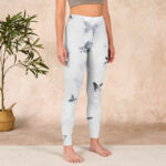 Buddha Stones White Gray Butterfly Print Sports Leggings Women's Yoga Pants - image 4