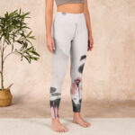 Buddha Stones Ink Painting Lotus Flower Leaf Print Gym Fitness Leggings Women's Yoga Pants - image 4