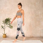 Buddha Stones Ink Painting Lotus Flower Leaf Print Gym Fitness Leggings Women's Yoga Pants - image 13