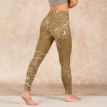Buddha Stones Goldenrod Lotus Flowers Leaves Print Gym Fitness Leggings Women's Yoga Pants - image 5