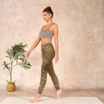 Buddha Stones Goldenrod Lotus Flowers Leaves Print Gym Fitness Leggings Women's Yoga Pants - image 13