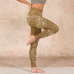 Buddha Stones Goldenrod Lotus Flowers Leaves Print Gym Fitness Leggings Women's Yoga Pants - image 16