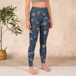 Buddha Stones New York Aster Flowers Leaves Print Gym Fitness Leggings Women's Yoga Pants - image 4