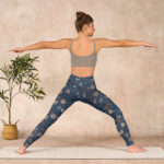 Buddha Stones New York Aster Flowers Leaves Print Gym Fitness Leggings Women's Yoga Pants - image 12