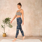 Buddha Stones New York Aster Flowers Leaves Print Gym Fitness Leggings Women's Yoga Pants - image 14