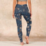 Buddha Stones New York Aster Flowers Leaves Print Gym Fitness Leggings Women's Yoga Pants - image 16