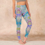 Buddha Stones Blue Pink Green Flower Print Gym Fitness Leggings Women's Yoga Pants - LightSkyBlue - US18，UK/AU22，EU50 (4XL) - image 1