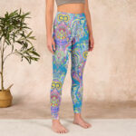 Buddha Stones Blue Pink Green Flower Print Gym Fitness Leggings Women's Yoga Pants - image 4