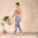 Buddha Stones Blue Pink Green Flower Print Gym Fitness Leggings Women's Yoga Pants - image 13