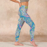 Buddha Stones Blue Pink Green Flower Print Gym Fitness Leggings Women's Yoga Pants - image 17