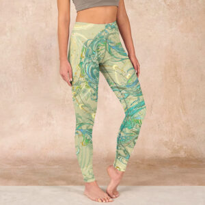 Buddha Stones Blue-green Phoenix Gym Leggings Women's Yoga Pants - GreenYellow - US18，UK/AU22，EU50 (4XL) - image 1
