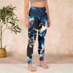 Buddha Stones Blue Butterfly Water Waves Moon Print Gym Leggings Women's Yoga Pants - image 4
